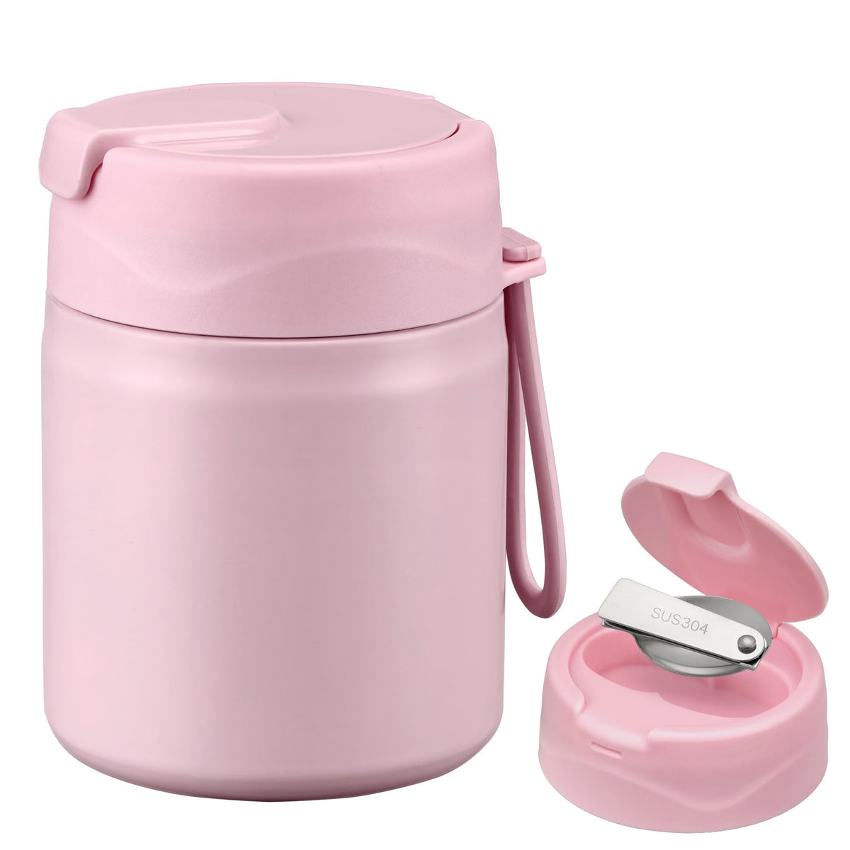 Howeemo 17oz Soup Thermo wide-mouth pink for easy filling and cleaning.
