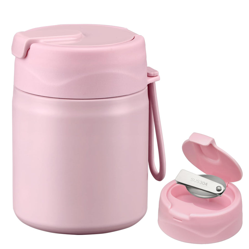 Howeemo 17oz Soup Thermo wide-mouth pink for easy filling and cleaning.
