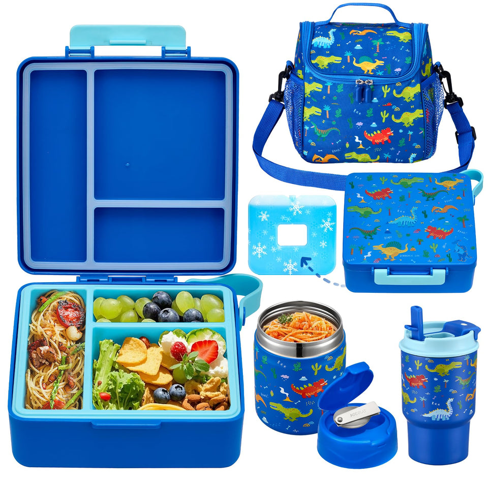Howeemo bento box for kids with dinosaur theme keeps school lunches organized and fun.