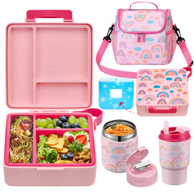 Howeemo bento lunch box for kids with three compartments for organized meals.
