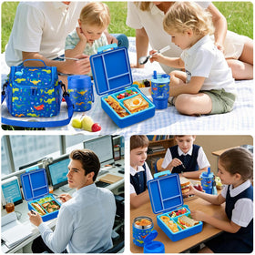 Howeemo dinosaur-themed lunch set adds playful appeal to school lunch.