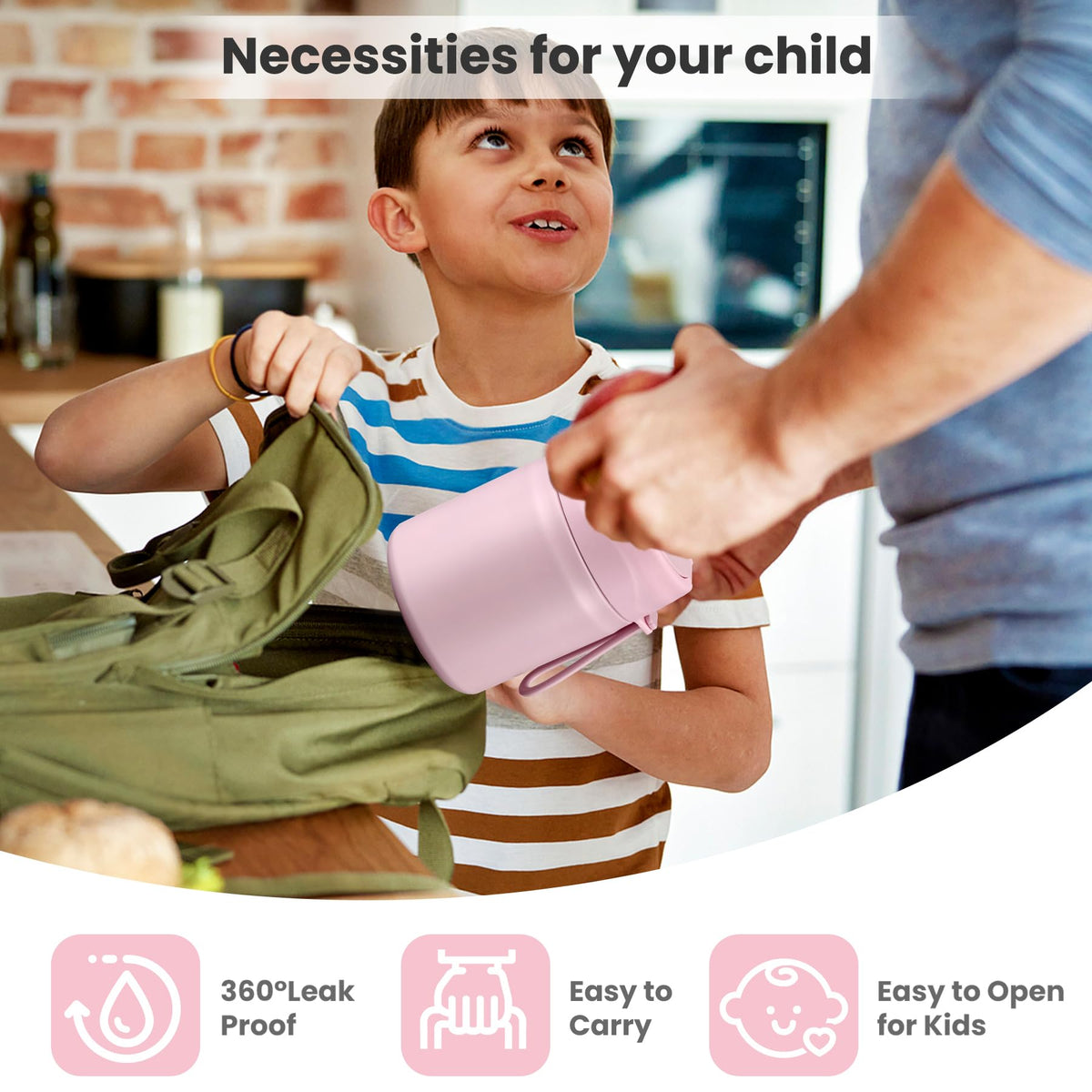 Howeemo easy-fill design pink lunch jar supports quick, mess-free use.