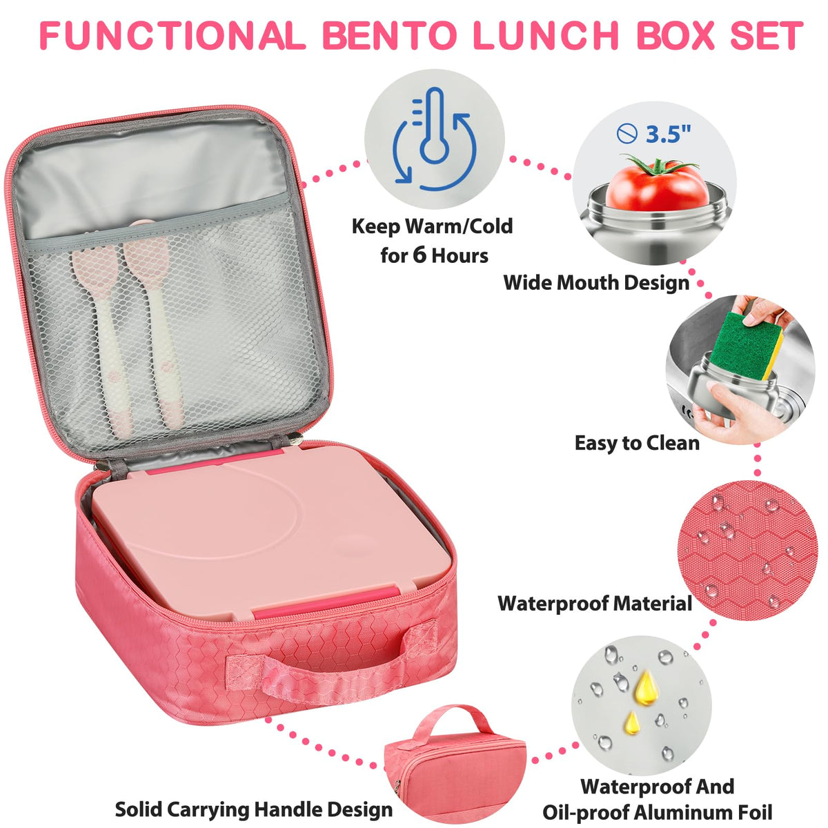 Howeemo four-compartment bento partitions meals for balanced lunches.