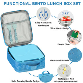 Howeemo insulated lunch bag blue exterior supports fresh meals on the go.