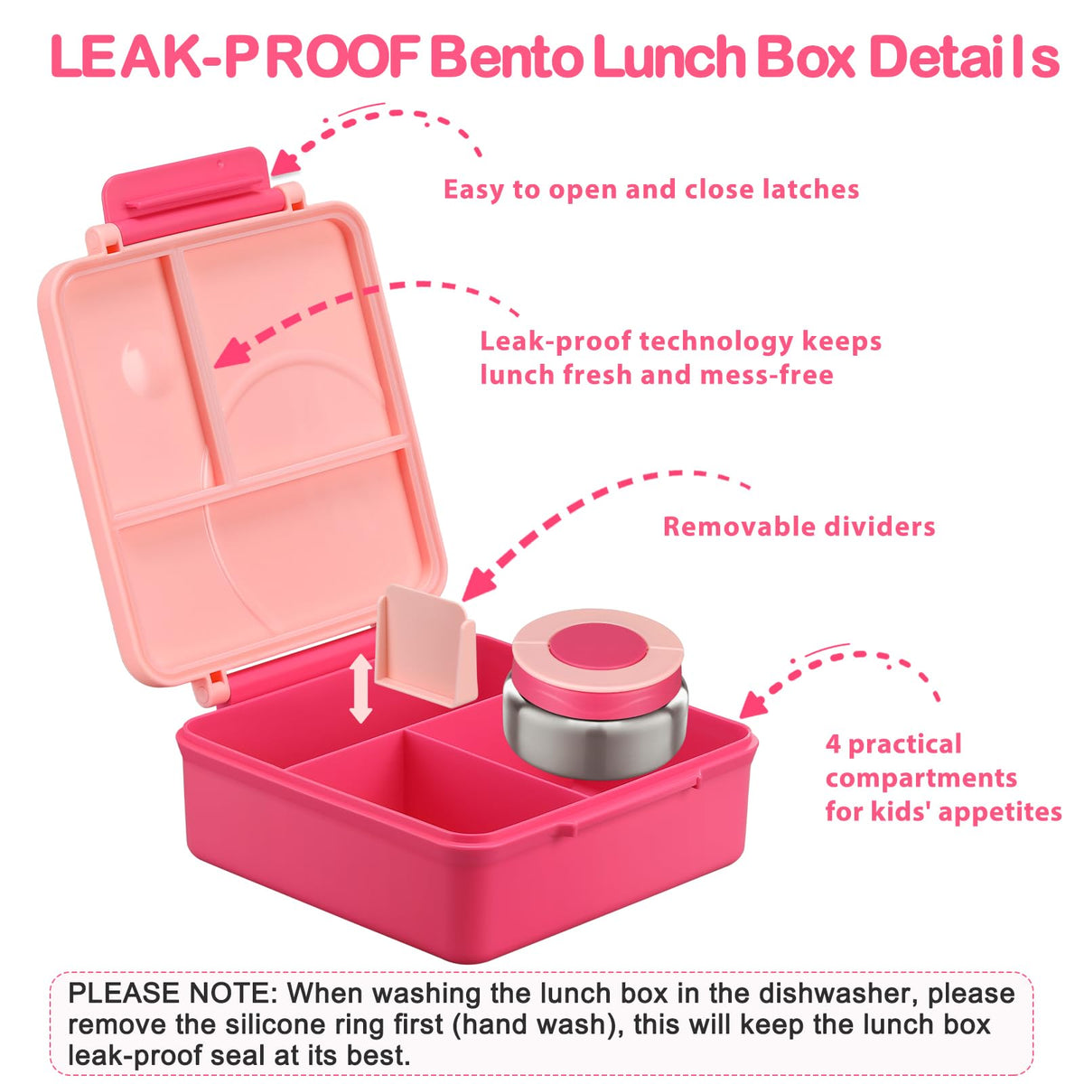 Howeemo insulated pink lunch bag protects hot or cold meals during transport.
