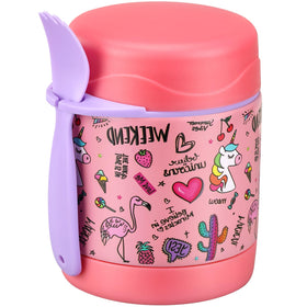Howeemo kids insulated soup jar 10oz with pink flamingo keeps meals warm on the go