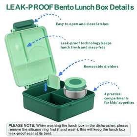 Howeemo kid-friendly latch on bento box simplifies opening by small hands.
