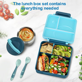 Howeemo leak-proof compartments blue open view ensures mess-free transport.