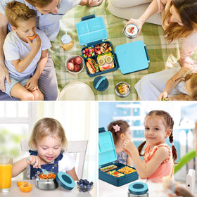 Howeemo microwave and dishwasher-safe blue lunchbox for easy cleanup.