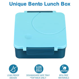 Howeemo soup thermo 8oz blue front view keeps meals warm during school day.