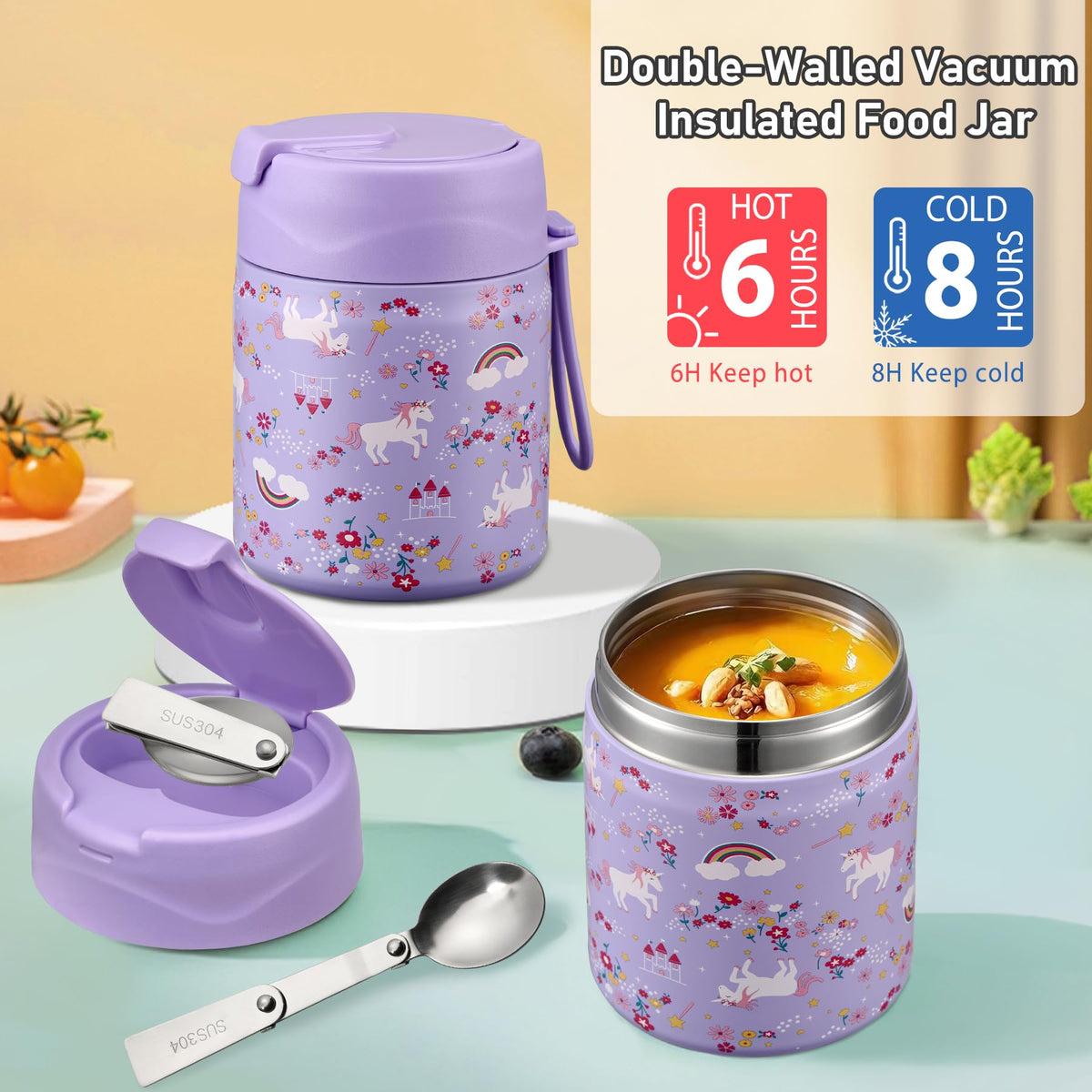 Howeemo soup thermo jar preserves warmth or freshness for hot lunches