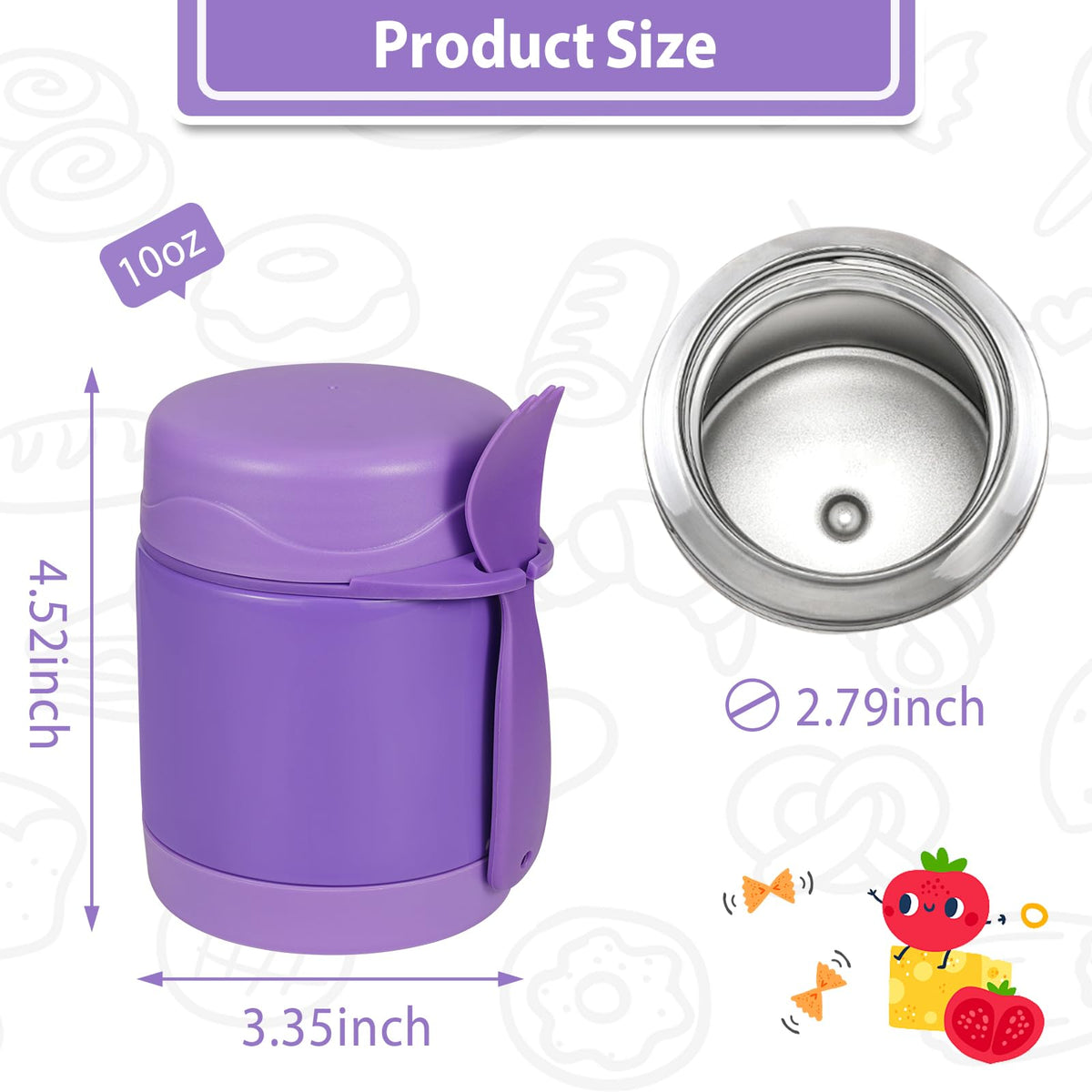 Howeemo soup thermo wide mouth with 2.8 inch diameter for easy filling