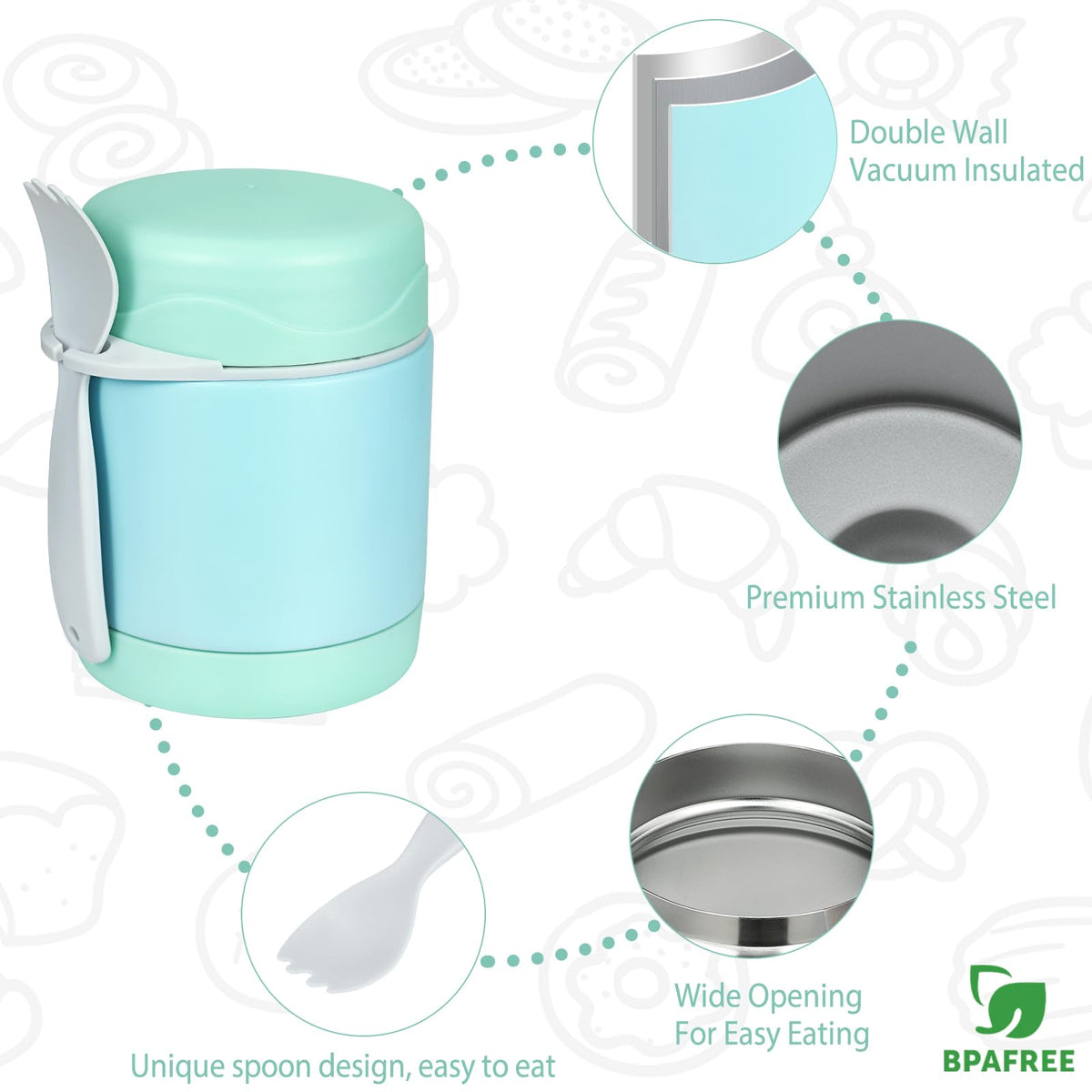 Spoon stored inside jar for convenient on-the-go meals