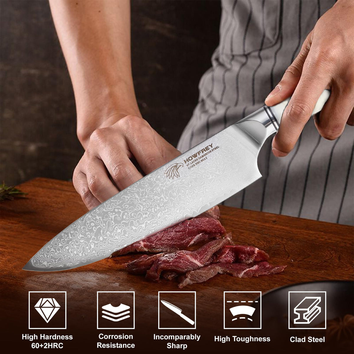 Howfrey 15-degree hand-polished edge close-up for razor-like precision.