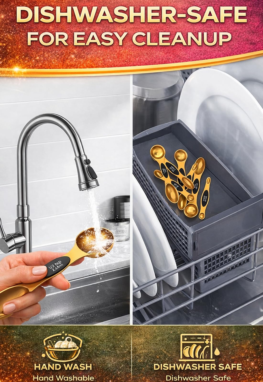 Howgoody spoons are dishwasher-safe for quick, easy cleanup.