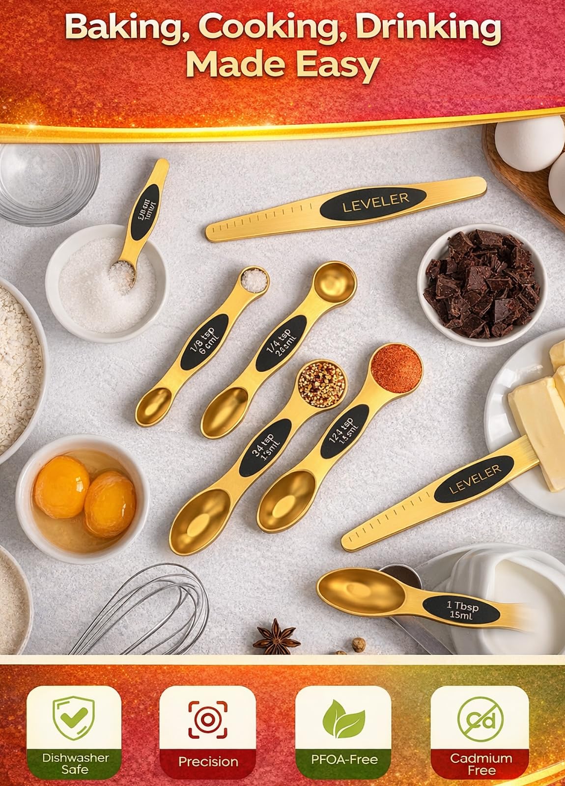 Howgoody heavy-duty stainless steel spoons resist rust for lasting use.