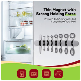 Eight-piece stainless steel spoons with leveler in black finish