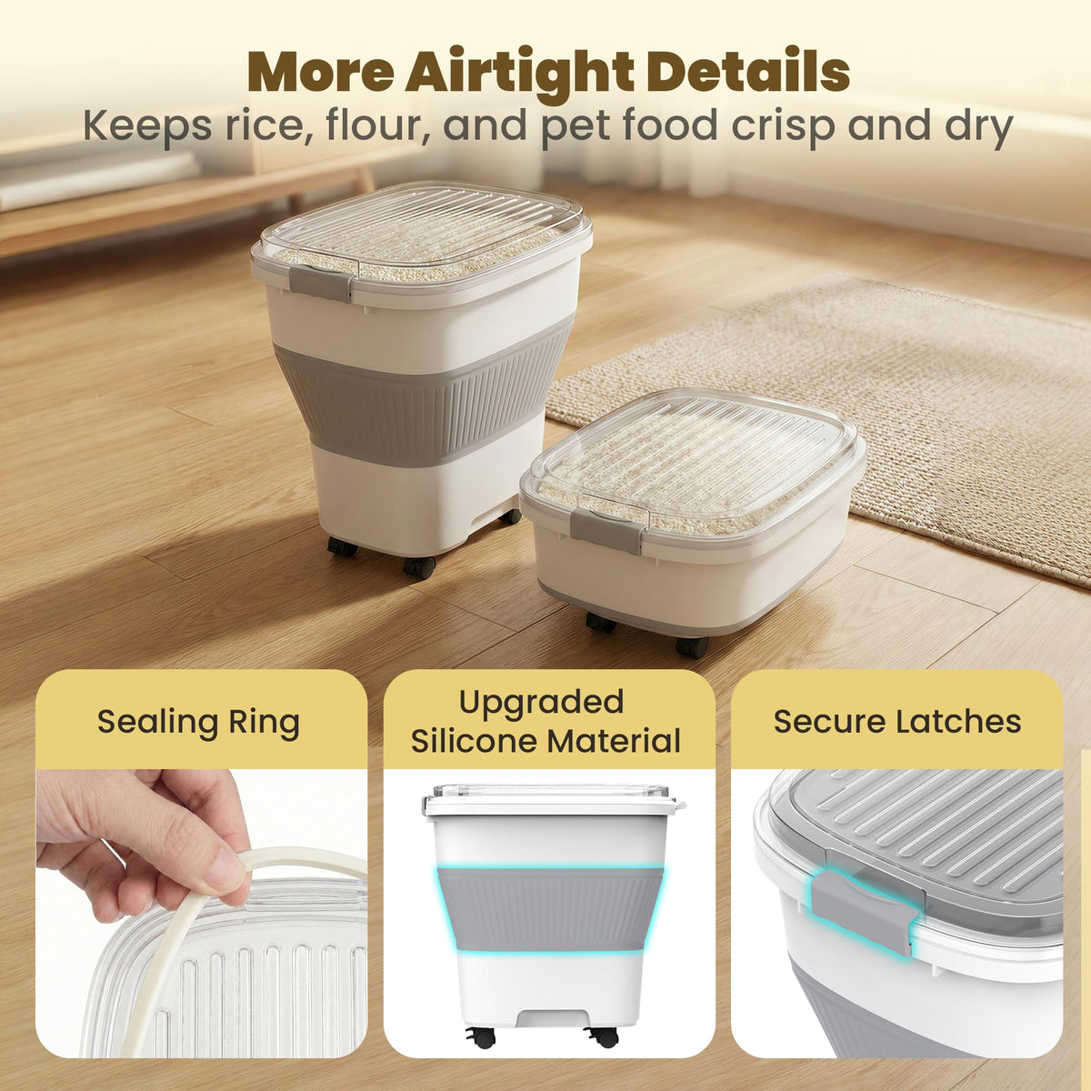 HOYTAMDAR built-in-wheels enable effortless pantry to kitchen movement.
