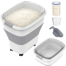 HOYTAMDAR rice container full-open with clear lid for quick visibility.