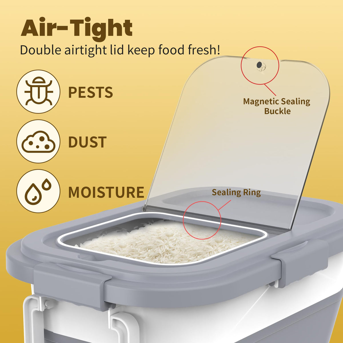 HOYTAMDAR airtight lid and desiccant slot preserve moisture control