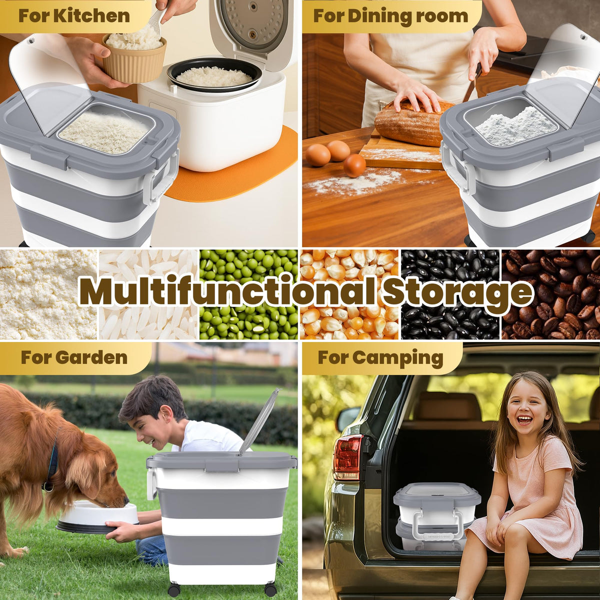 HOYTAMDAR multipurpose storage for rice, flour, grains, and pet food