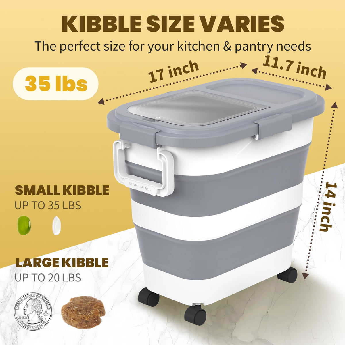 HOYTAMDAR storage bin with scoop illustrating organized pantry use