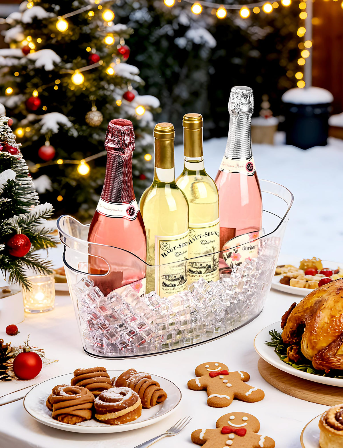 HOYTST boat-inspired ice tub adds decorative charm to parties.