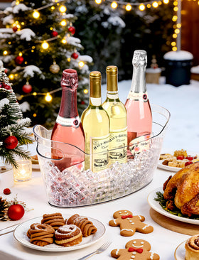HOYTST boat-inspired ice tub adds decorative charm to parties.