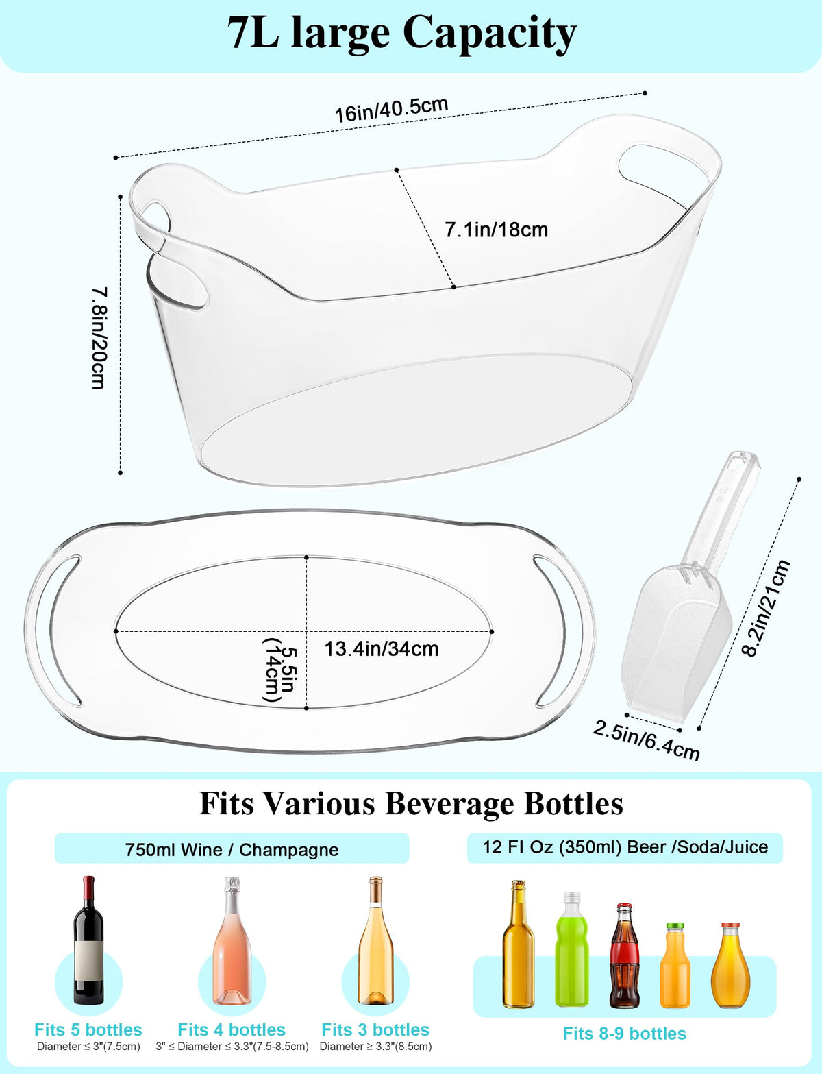 HOYTST clear acrylic ice bucket allows quick ice and drink viewing.