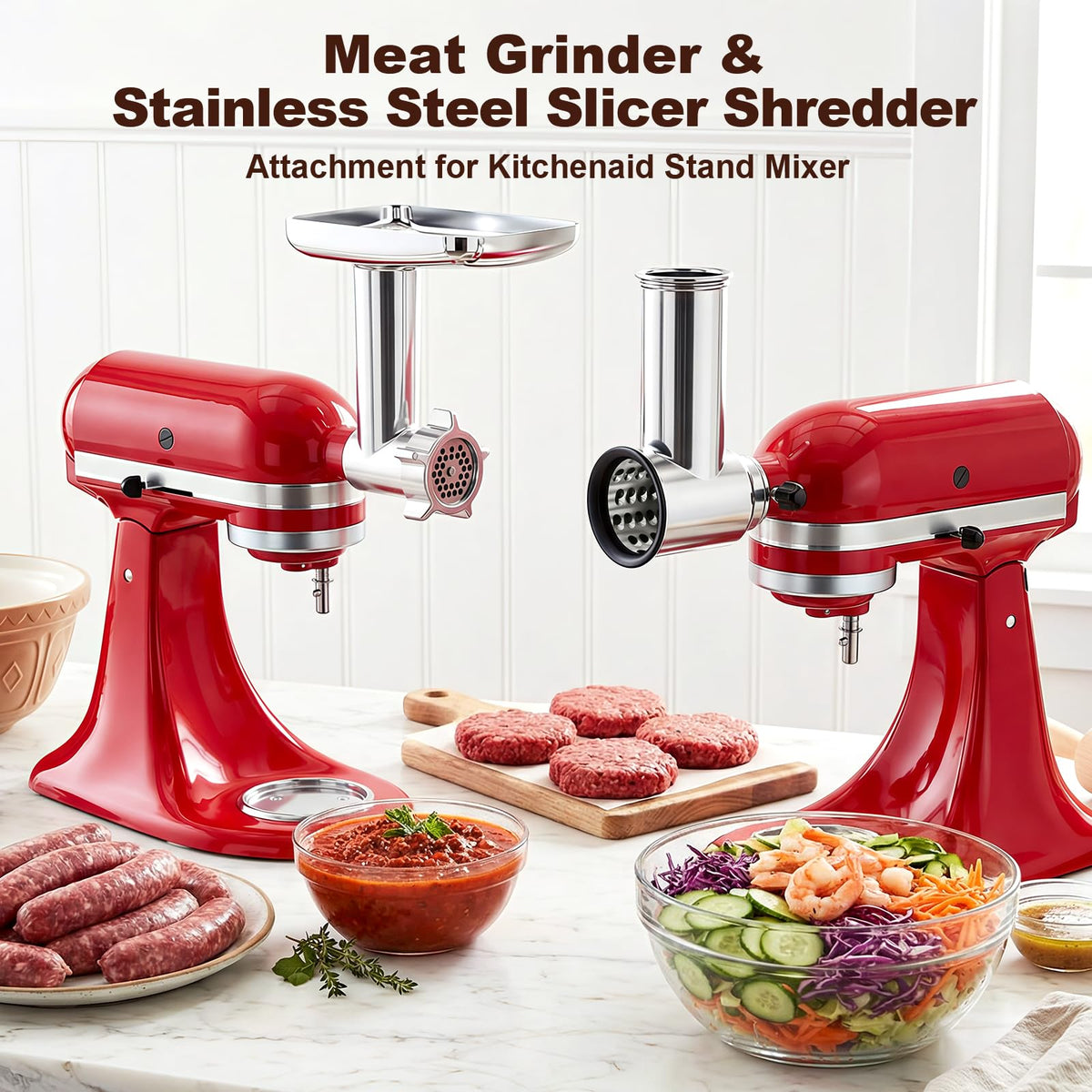 HOZODO cheese grater attachment for KitchenAid provides rust-proof shredding for cheese and vegetables.
