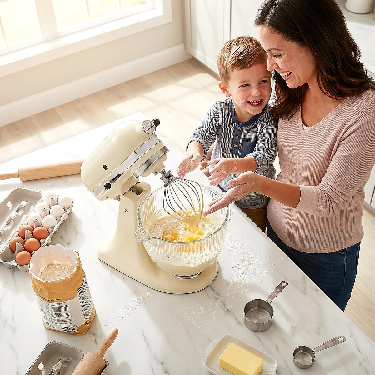 HOZODO glass mixer bowl for KitchenAid, 5 qt tilt-head, reliable upgrade.