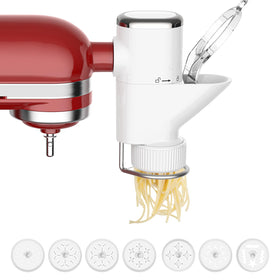 HOZODO gourmet pasta press attachment in use for fresh pasta