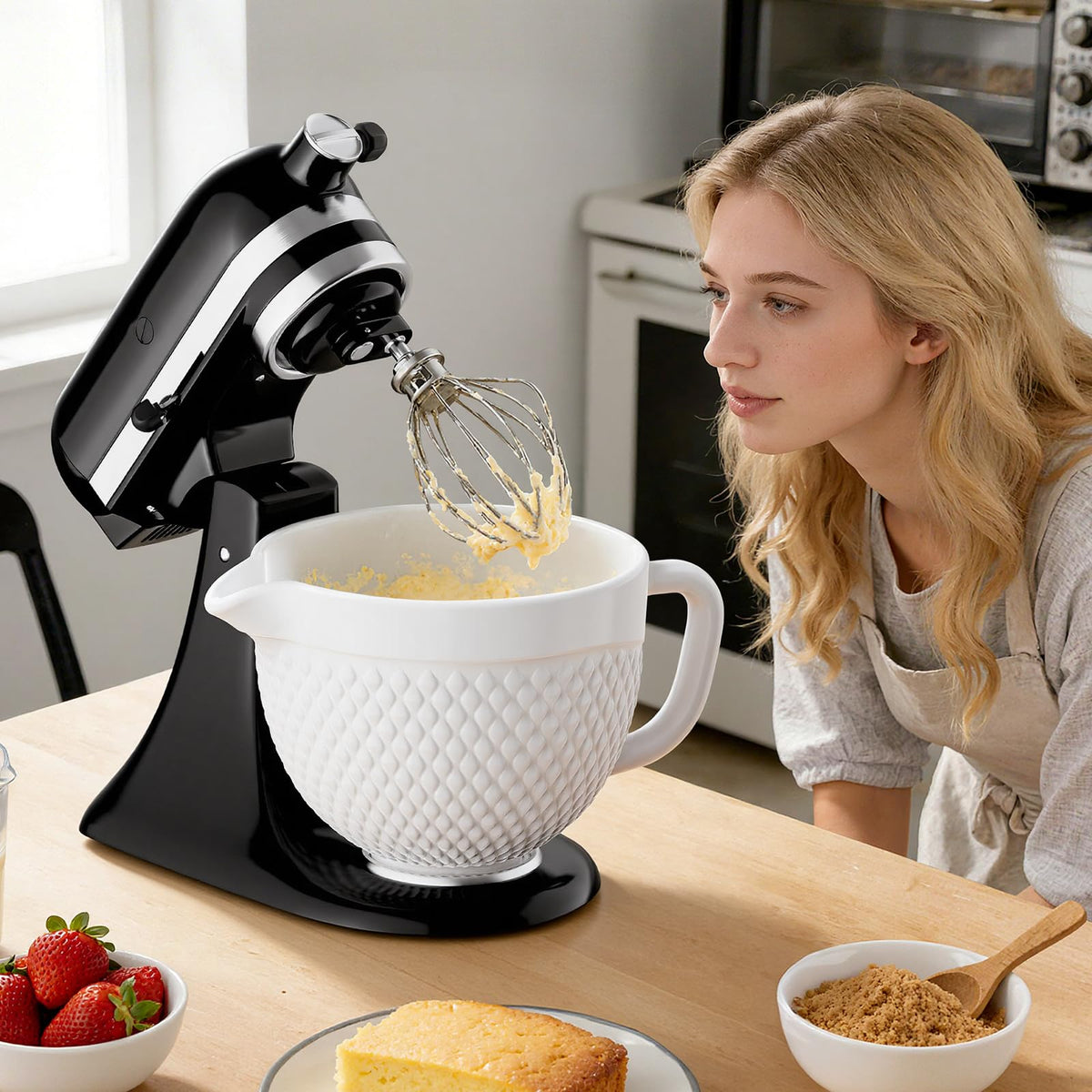 Hozodo kitchenaid-compatible bowl with ergonomic handle for a secure grip