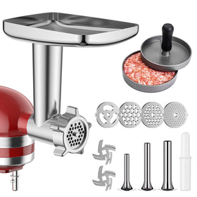 HOZODO metal meat grinder attachment for KitchenAid stand mixers, versatile for grinding meat and vegetables