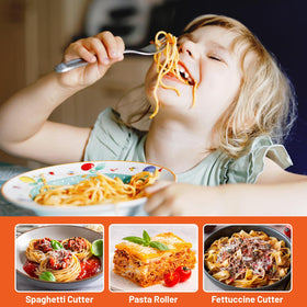 HOZODO pasta attachment removable baffle keeps workspace clean during use