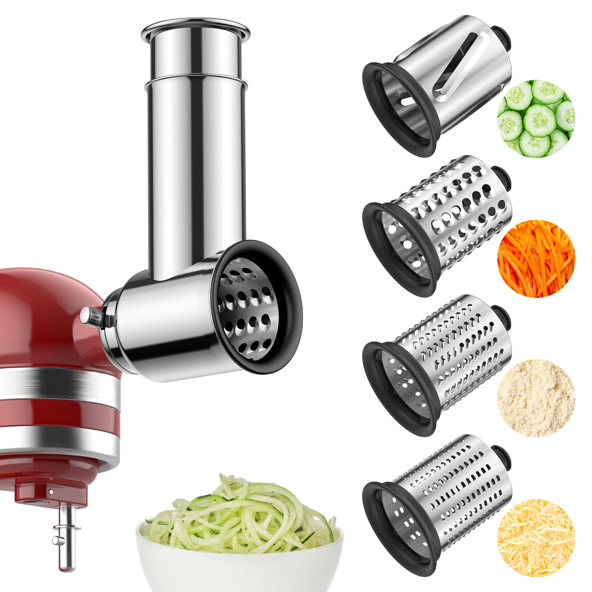 HOZODO slicer attachment on KitchenAid for even, precise slicing and faster prep