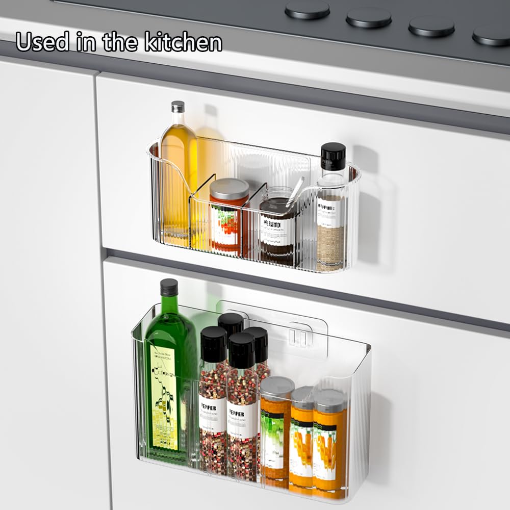 HQahnekme cabinet door organizer side profile shows easy self-adhesive installation.
