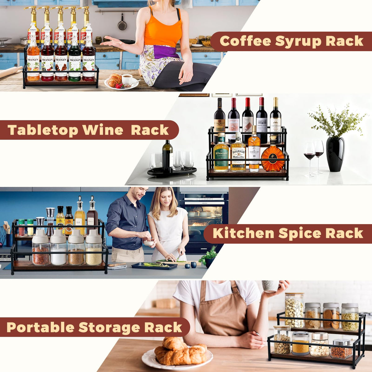 HRUSGO compact display rack makes a thoughtful gift for home bars and kitchen storage.