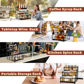 HRUSGO rustic bottle rack ideal for displaying syrups, tea, and pantry items