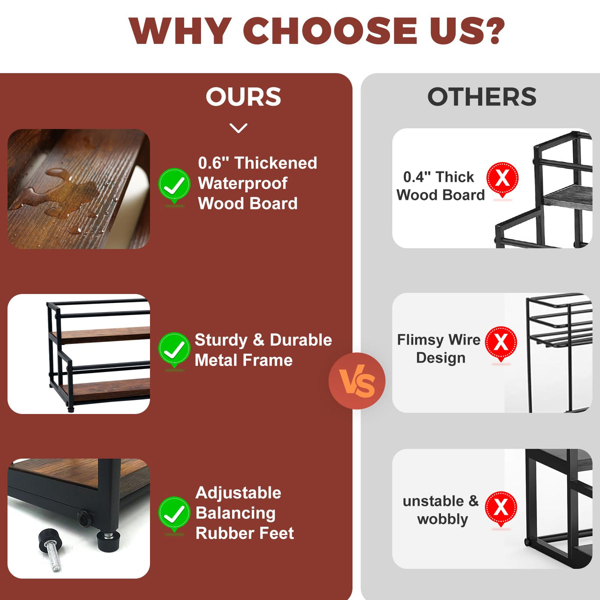 HRUSGO freestanding design stays stable under weight, keeping bottles secure on countertops.