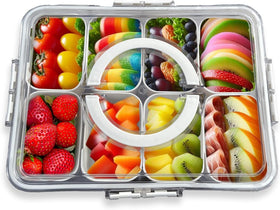 HRXFOZ 8-compartment snack box keeps fruits, nuts, and treats organized during gatherings