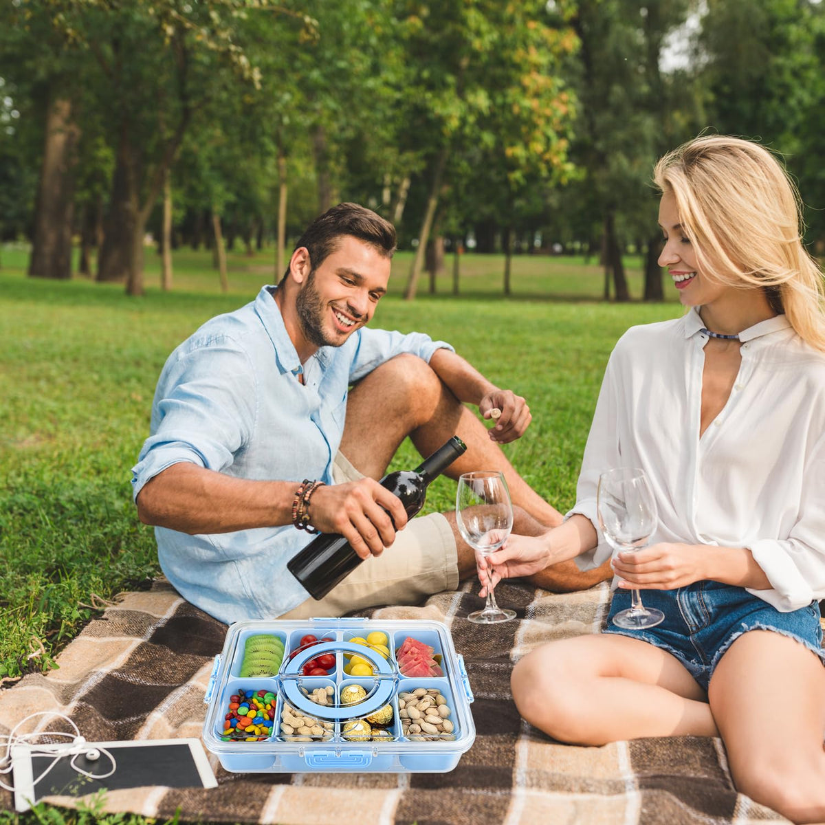HRXFOZ BPA-free food grade plastic tray blue