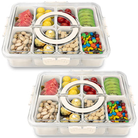 HRXFOZ divided snack tray with lid—eight compartments for organized snacks.