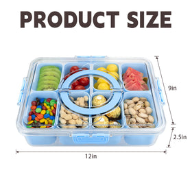 HRXFOZ 8-compartment snack box keeps fruits and nuts neatly separated for easy serving.
