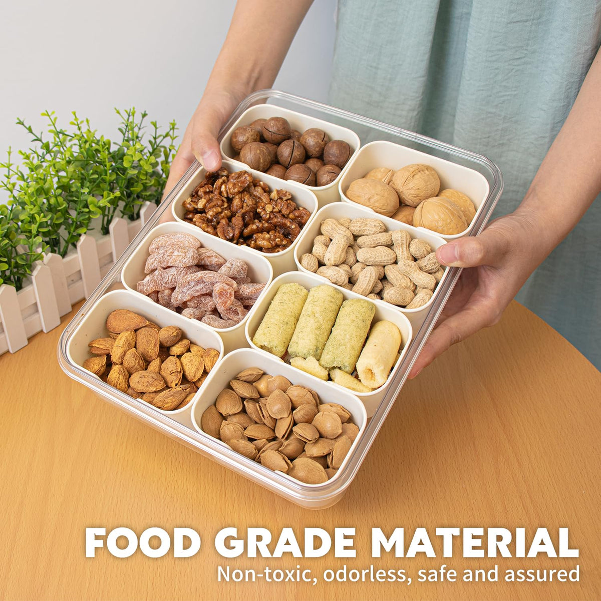 HRXFOZ snack box for fruit, nuts, and candy on the go.