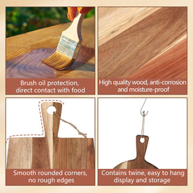 Hsei acacia board on kitchen counter ready for chopping.