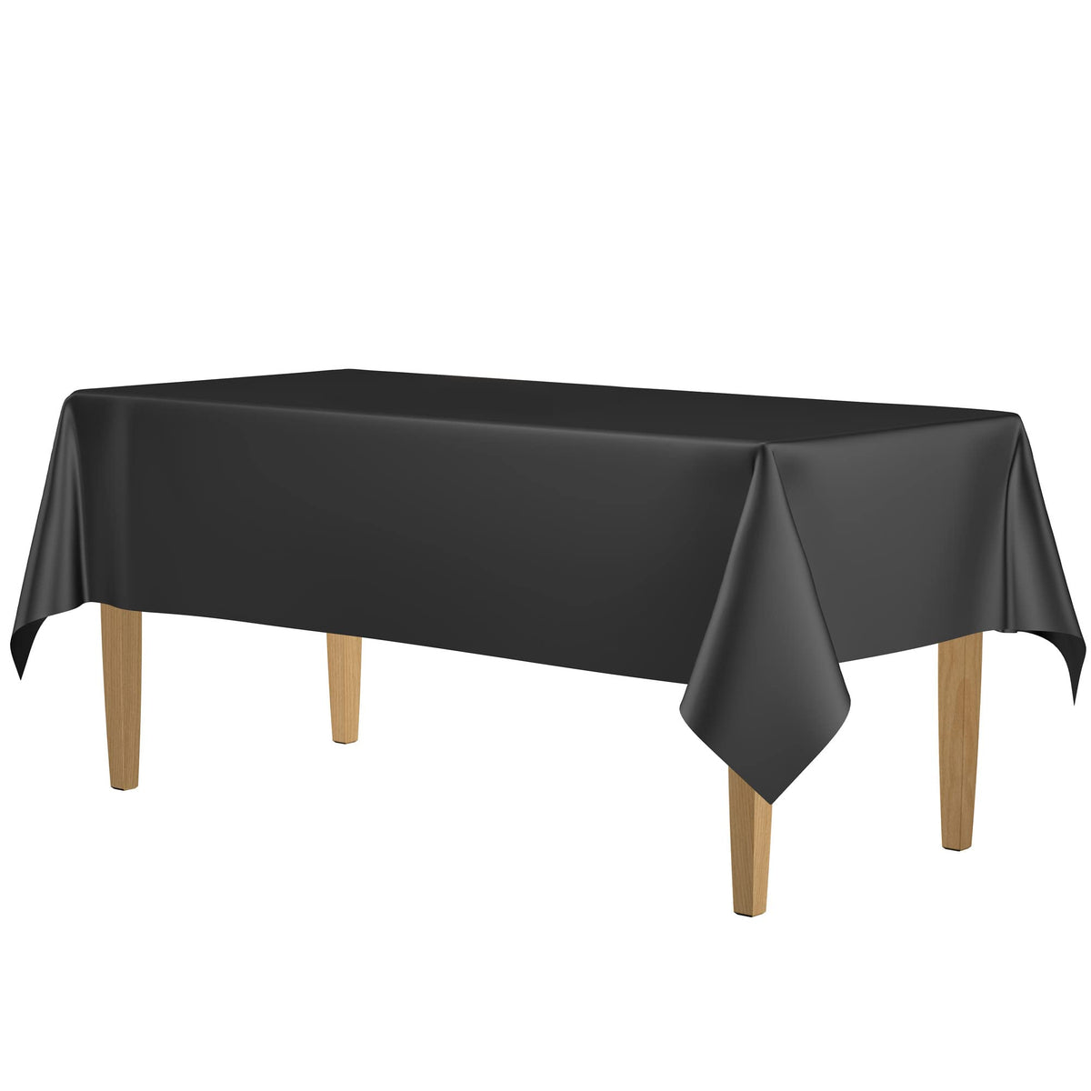 HSGUS black 54x108 buffet tablecloth ready for serving area.