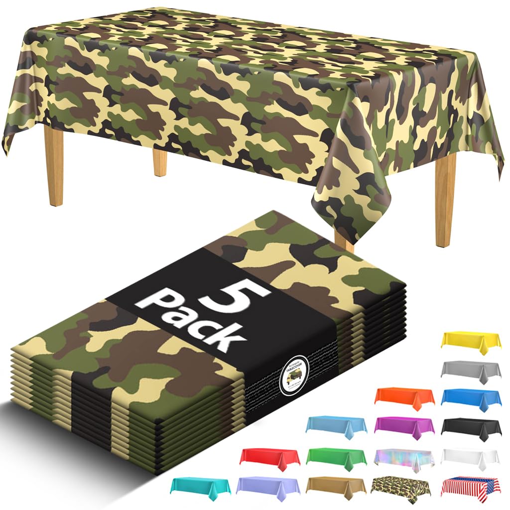 HSGUS camo tablecloth 54x108 keeps surfaces clean during outdoor meals.