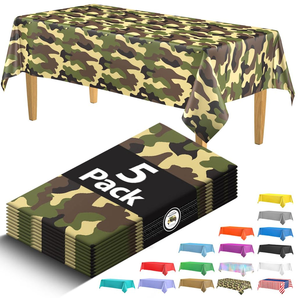 HSGUS camo tablecloth 54x108 keeps surfaces clean during outdoor meals.