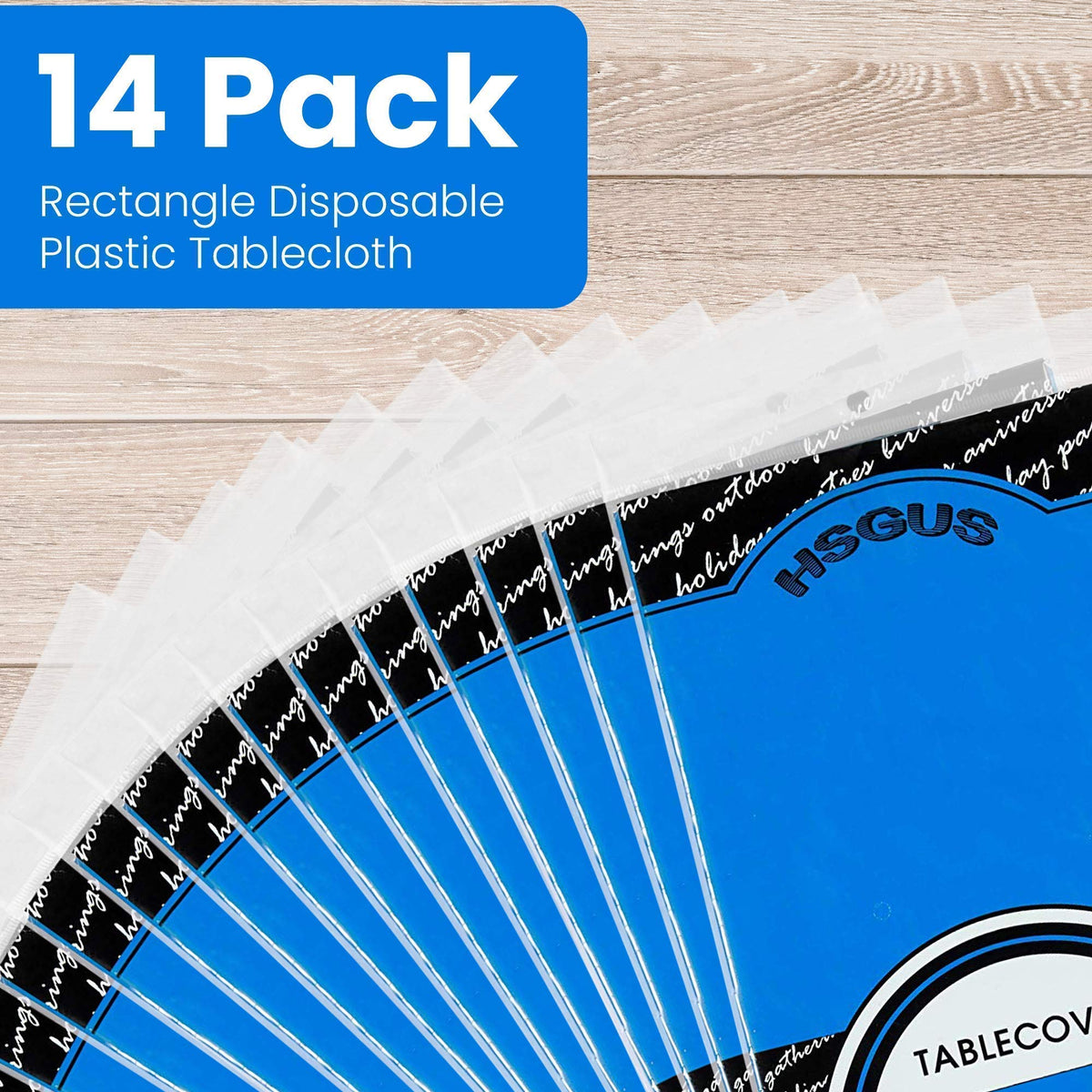 HSGUS disposable tablecloth bundle of 14 for multi-table events.